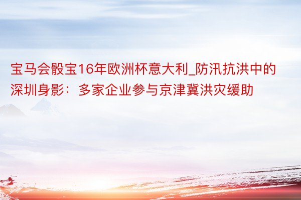 宝马会骰宝16年欧洲杯意大利_防汛抗洪中的深圳身影：多家企业参与京津冀洪灾缓助